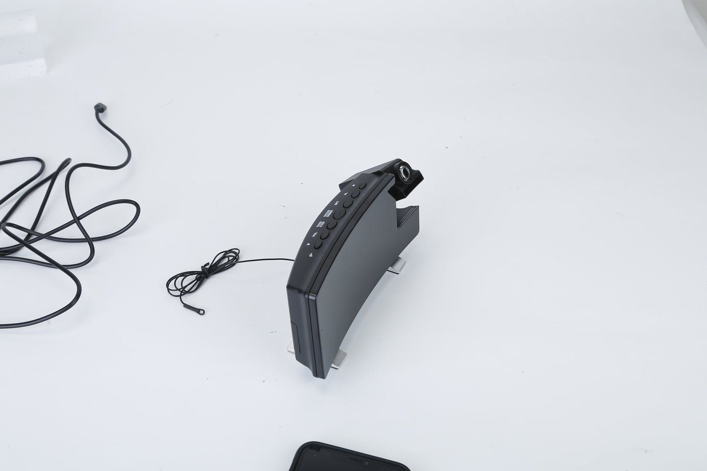 Dual-180° Rotating Projection Alarm Clock with Radio