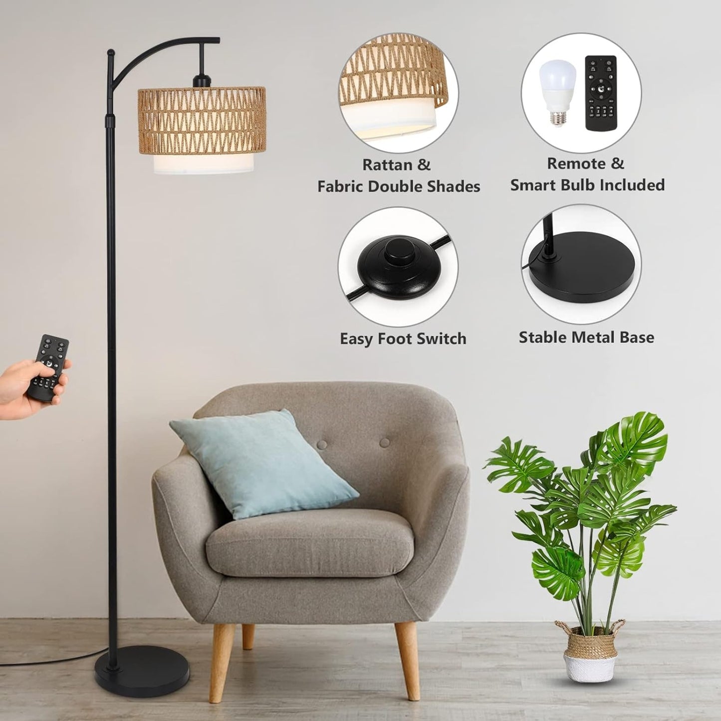 Remote Control Floor Lamp,  with 3 Color Modes – Adjustable Warm & Cool Light