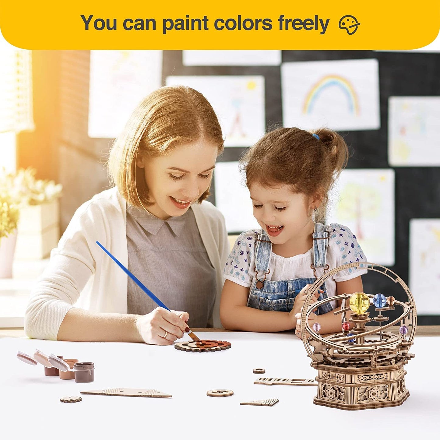 ROKR Rotating Starry Night 3D Wooden Music Box Puzzle Kit