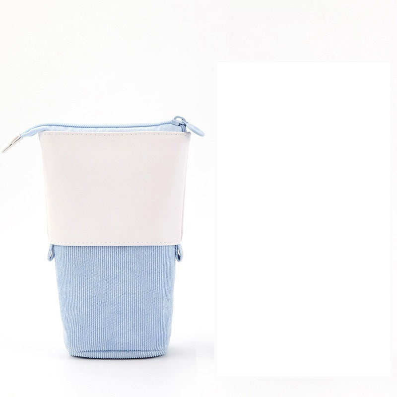 Corduroy Retractable Pencil Case Stationery Organizer for School & Office