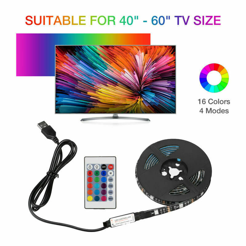 USB RGB LED Strip TV Backlight Kit with Remote (4x50CM)