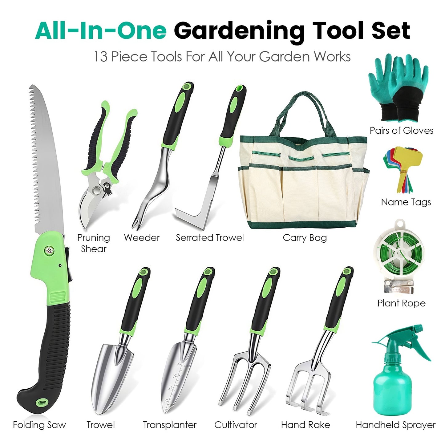 Complete Gardening Tool Set 13 Pcs