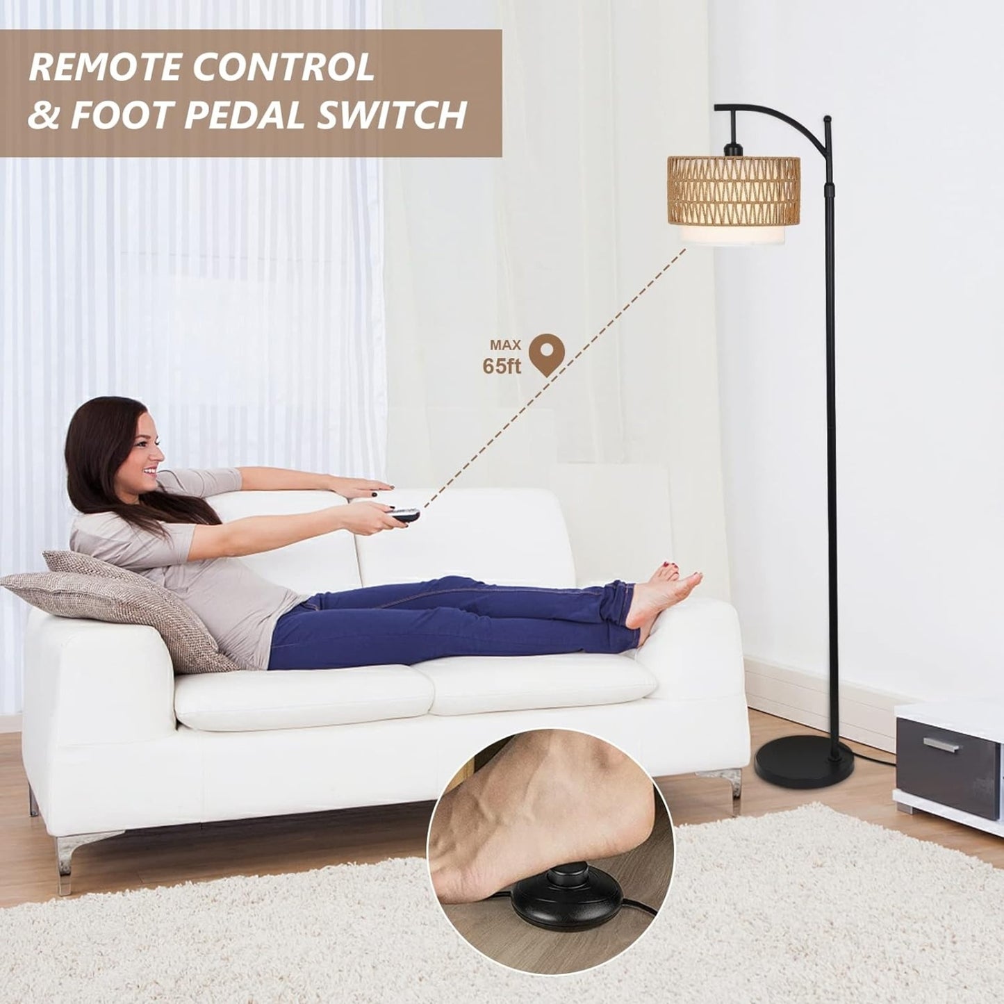 Remote Control Floor Lamp,  with 3 Color Modes – Adjustable Warm & Cool Light