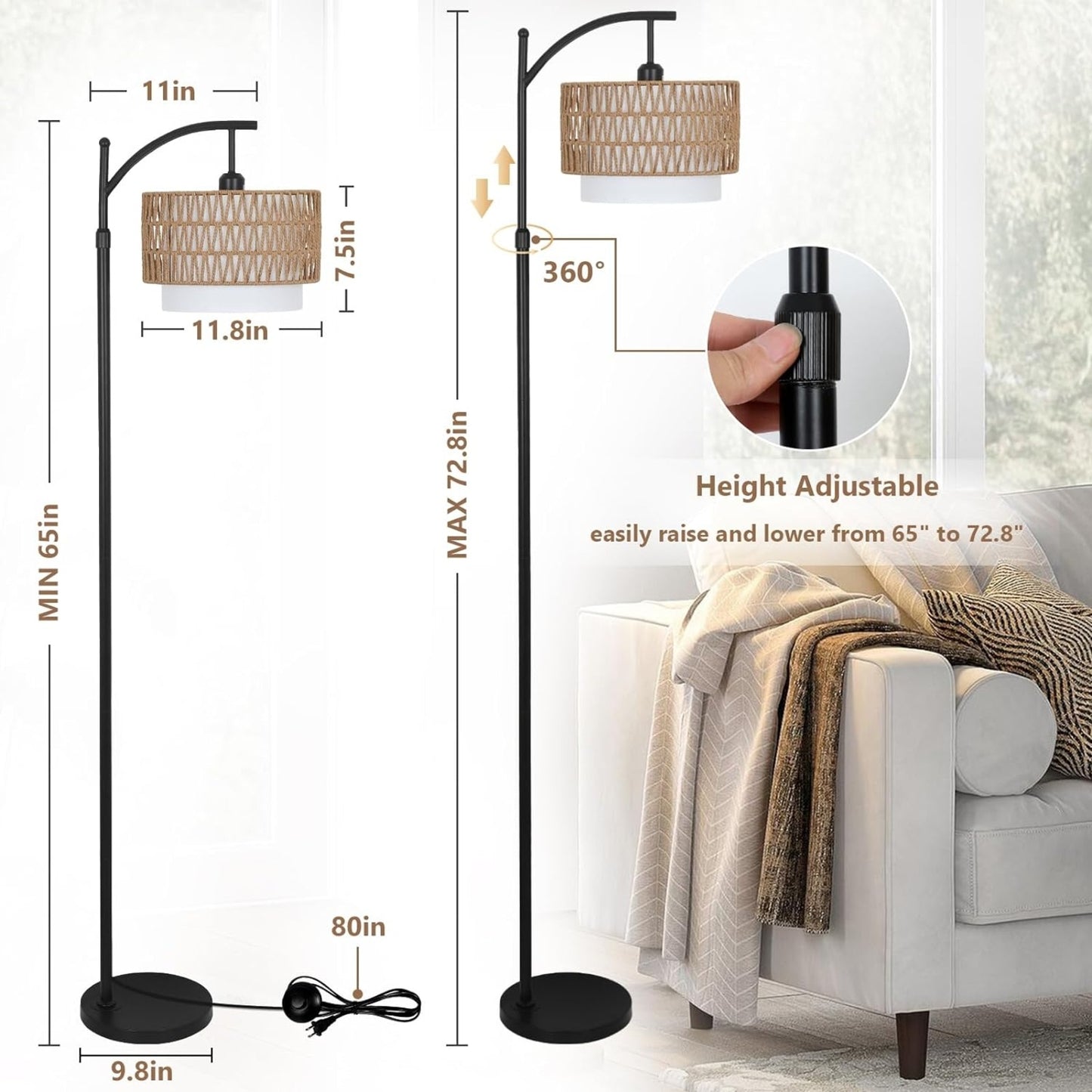 Remote Control Floor Lamp,  with 3 Color Modes – Adjustable Warm & Cool Light