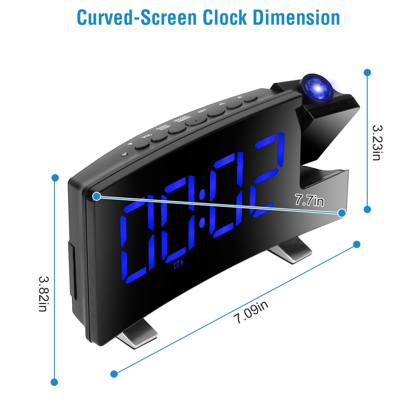 Dual-180° Rotating Projection Alarm Clock with Radio