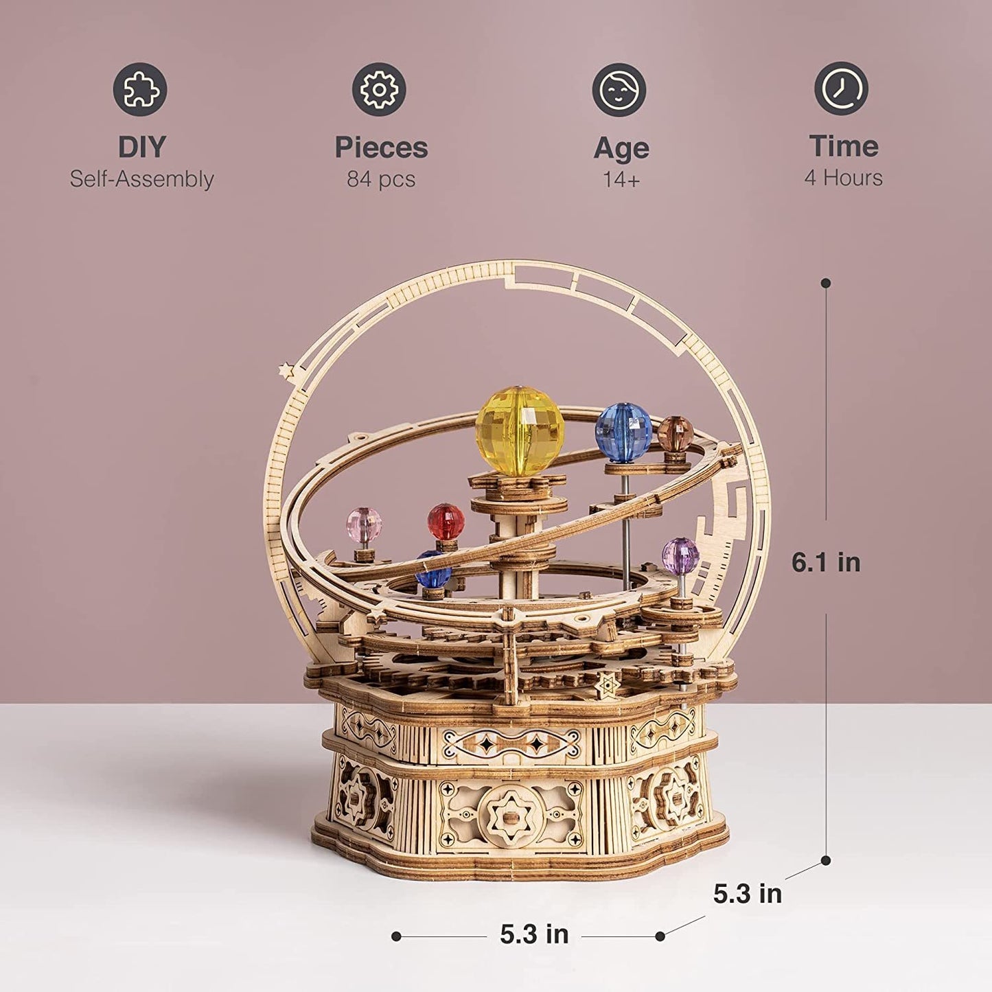 ROKR Rotating Starry Night 3D Wooden Music Box Puzzle Kit