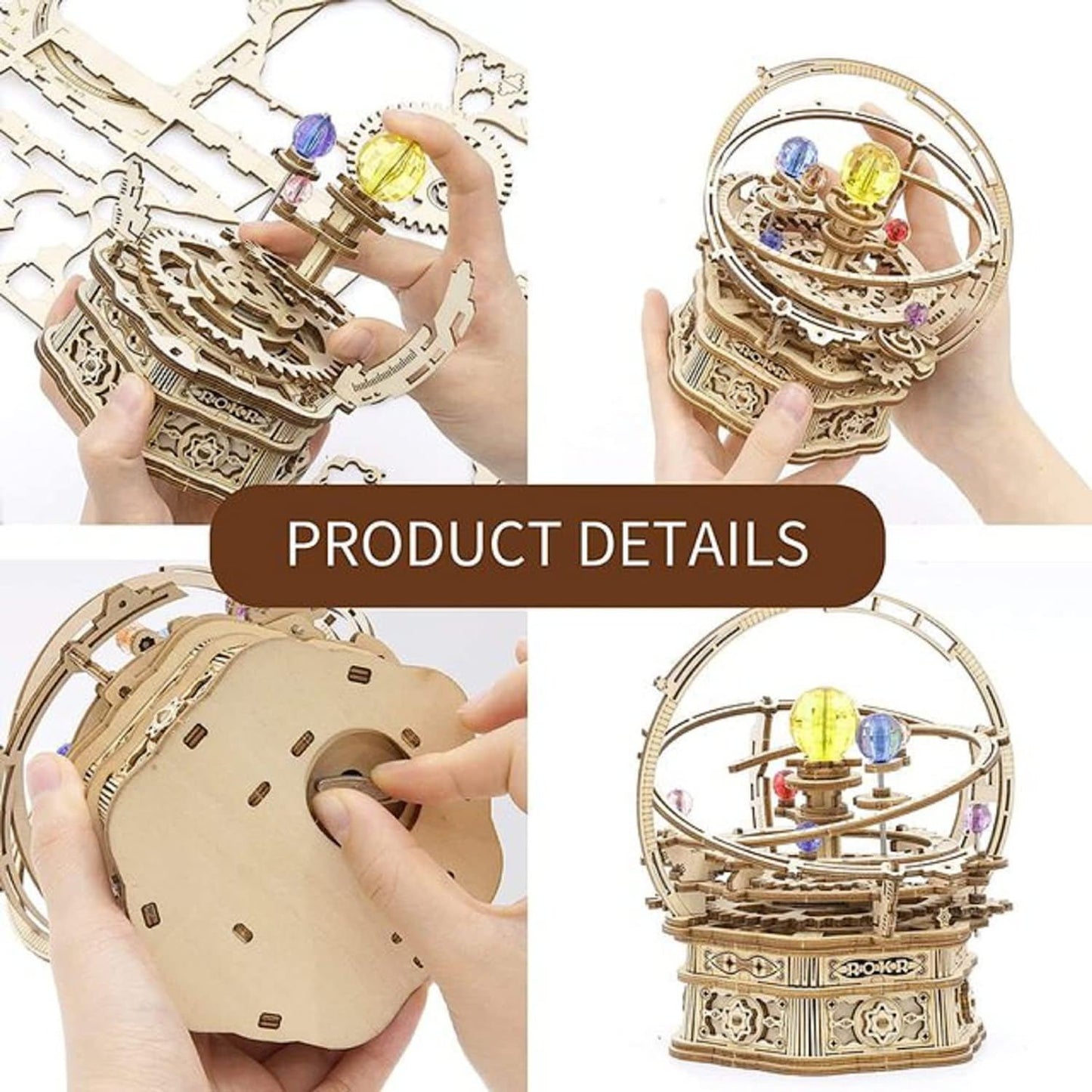 ROKR Rotating Starry Night 3D Wooden Music Box Puzzle Kit