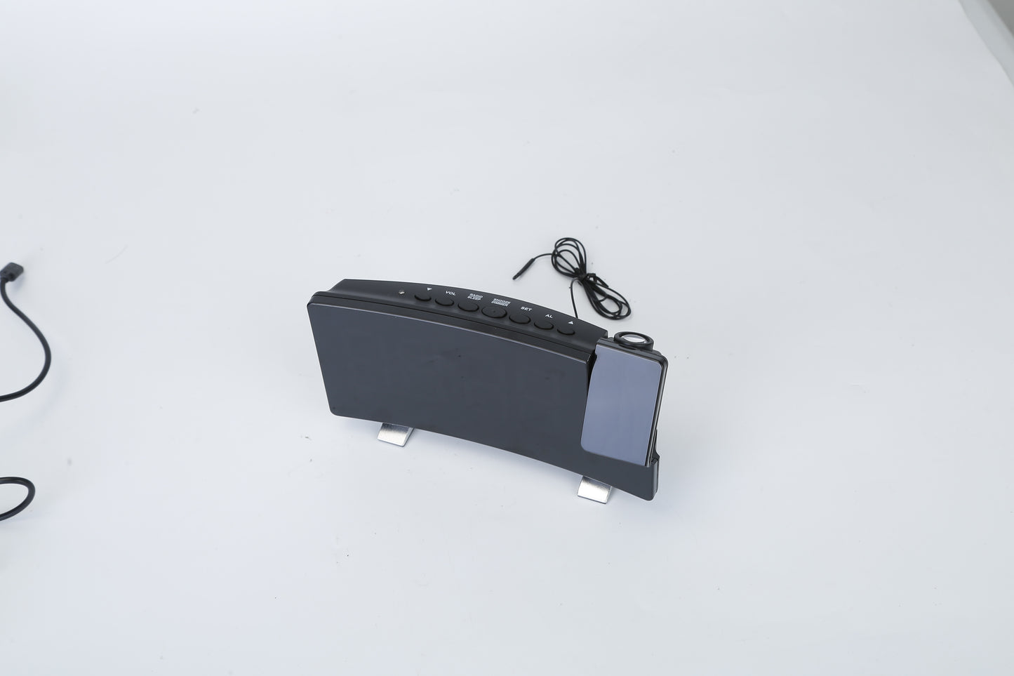 Dual-180° Rotating Projection Alarm Clock with Radio